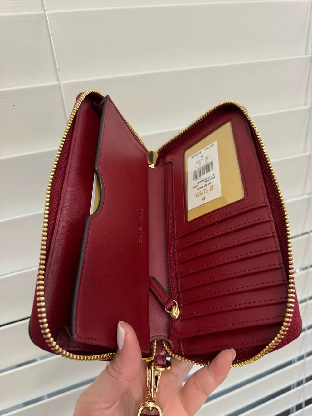 Michael Kors Red Burgundy Signature Satchel with Matching Wristlet